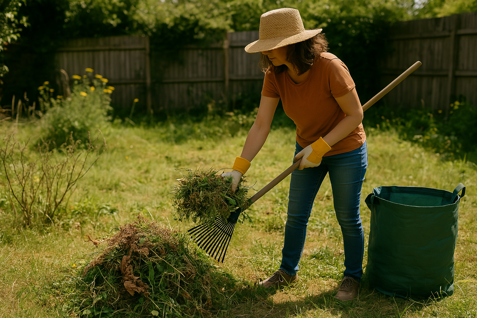 lady in garden cleaning up after bereavement divorce